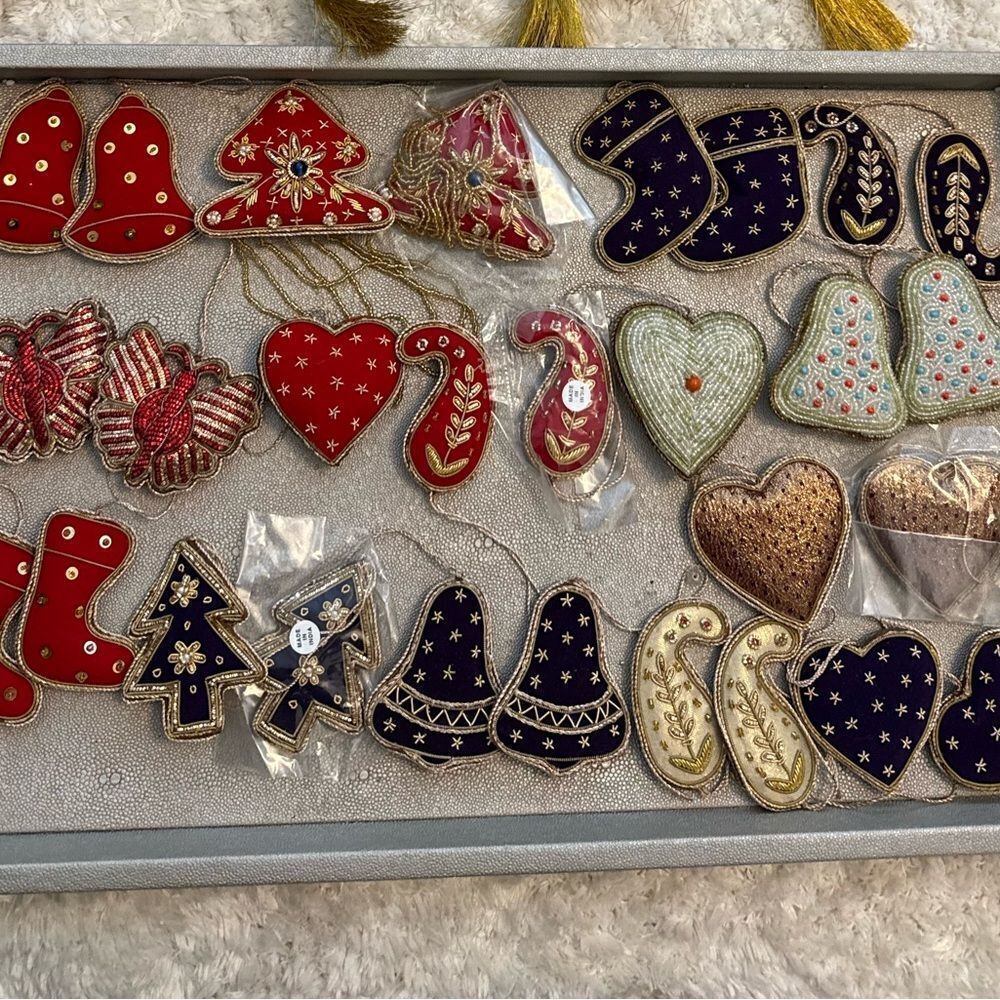 Select 10 Embroidered Beaded Christmas Tree Ornaments Decorations